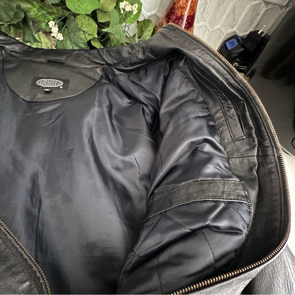 Burnside Black Leather Jacket Mens Large - Picture 6 of 13